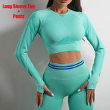 Ladies Seamless Yoga Pants Sports Gym Fitness Leggings Or Long Sleeve Tops Outfits Butt Lifting Slim Workout Sportswear Clothing