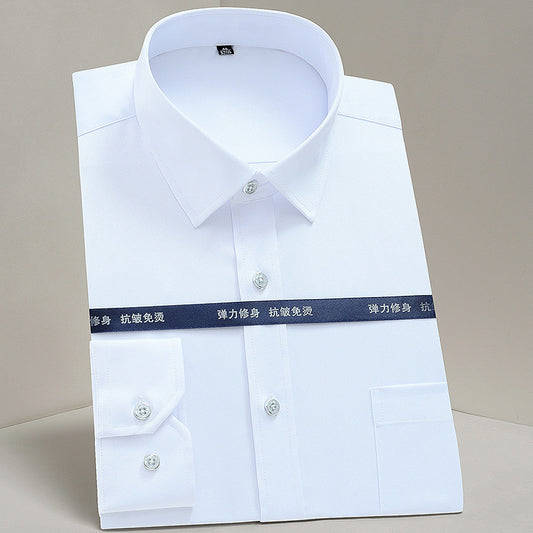 Men's Dress Shirts Solid Long Sleeve Stretch Oxford Shirt Business Casual Shirts