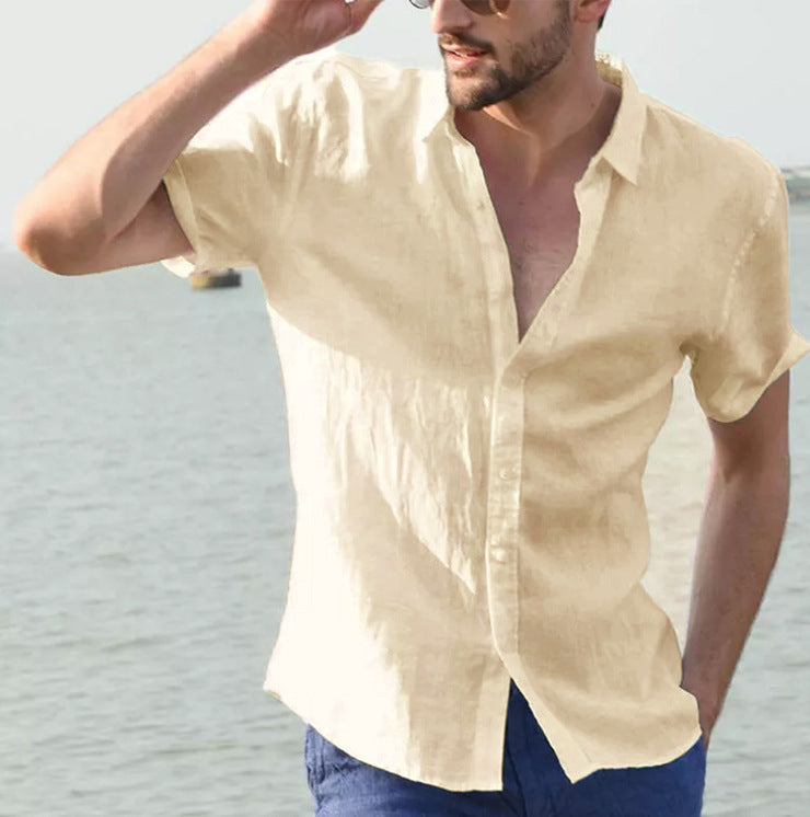Mens Summer Short-sleeved Shirt Casual Button Tops Men Clothing