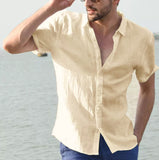Mens Summer Short-sleeved Shirt Casual Button Tops Men Clothing
