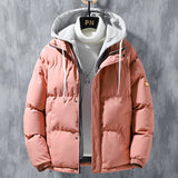 Men Winter Windproof Thickened Fake Two-piece Coat Solid Leisure Sports Cotton Jacket