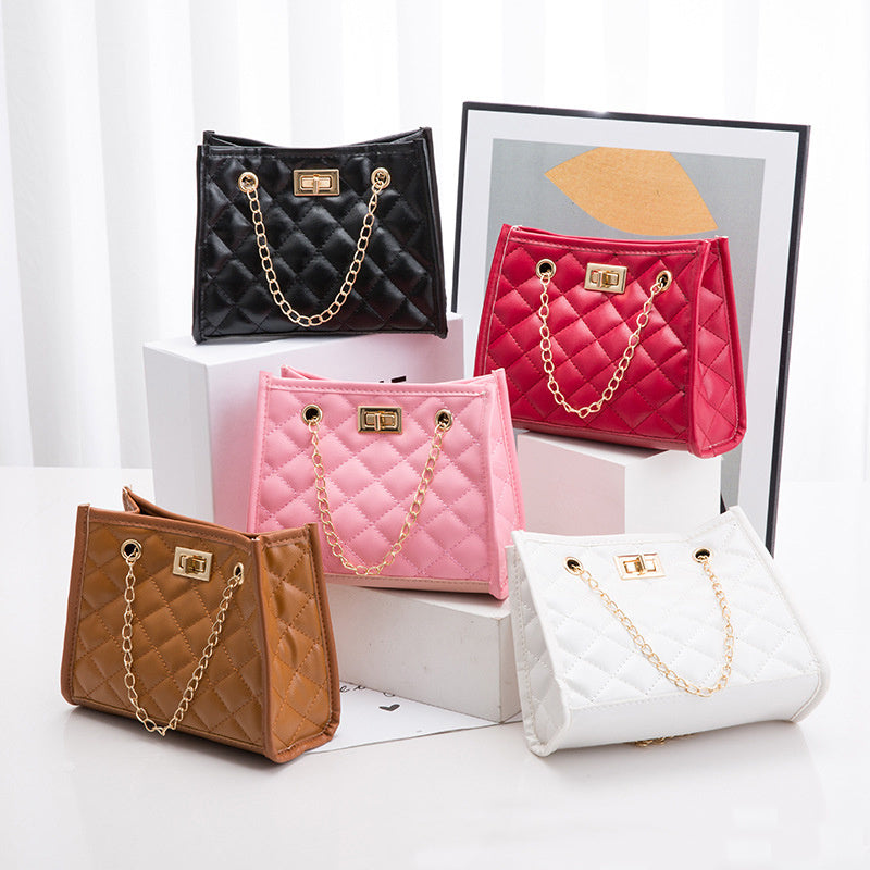 Women PU Mini Chain Shoulder Bags Rhombus Sewing Small Square Bags For Women