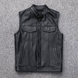 Men's Leather Waistcoat Vest Zipper Button  Motorbike Tops