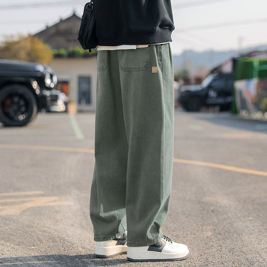 Mens Cotton Pants Men's Casual Straight-leg Pants