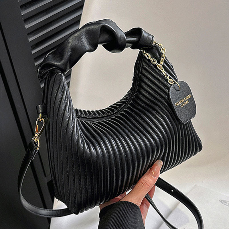 Luxury Women Fashion Crossbody PU Leather Pleated Cloud Small Tote Bags