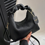 Luxury Women Fashion Crossbody PU Leather Pleated Cloud Small Tote Bags