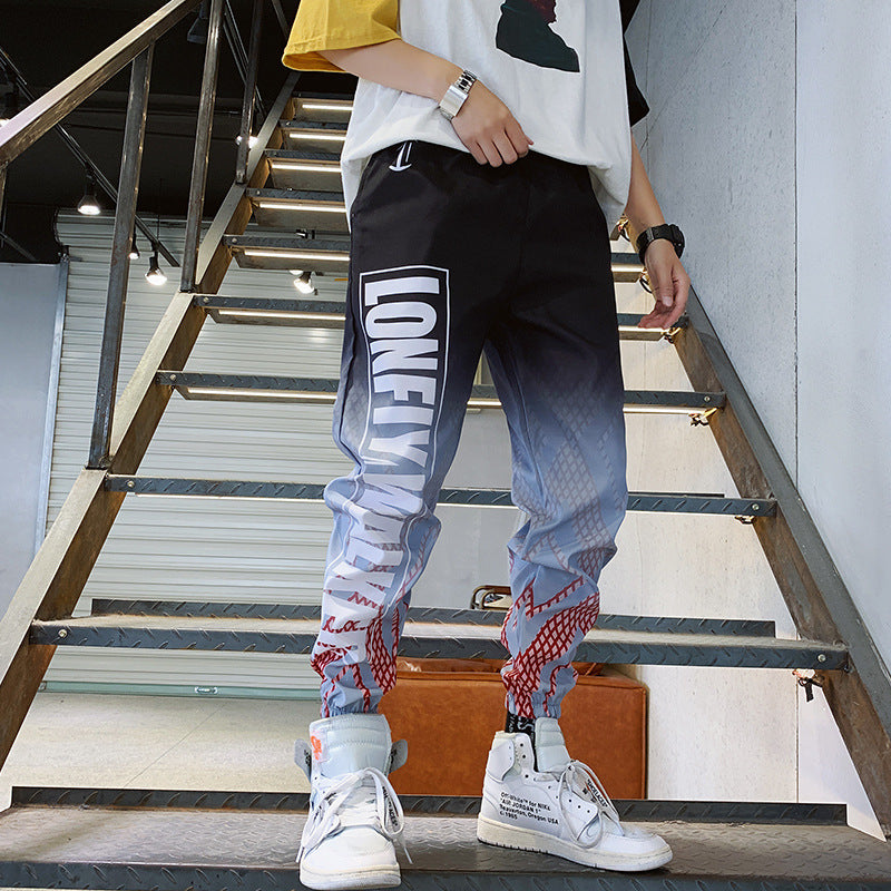 New Mens Fashion Trendy Gradient Color Trousers Men