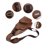 Leather Sling Bag Mens Crossbody Bag Chest Bag Sling Backpack for Men with USB Charge Port