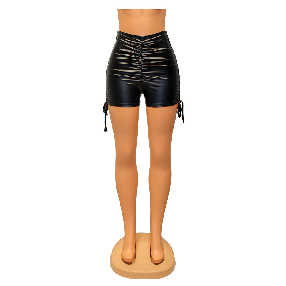 Women's Casual Faux Leather High Waisted Flexible Club Party Disco Sexy Shorts