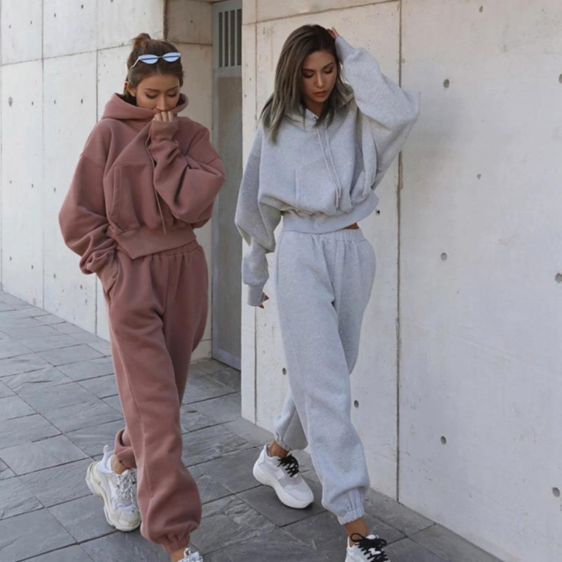 Womens 2 Piece Outfits Lounge Hoodie Sweatsuit Sets Oversized Sweatshirt Baggy Fall Fashion Sweatpants