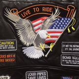 Motorcycle Leather Biker Vest for Men Club Style Classic Black With Patches