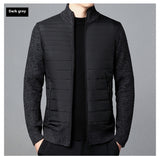 Men's Stand Collar Stitching Velvet Padded Sweater Knitwear Jacket