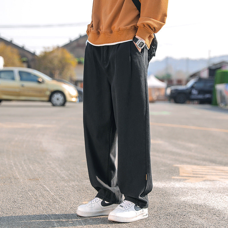 Mens Cotton Pants Men's Casual Straight-leg Pants