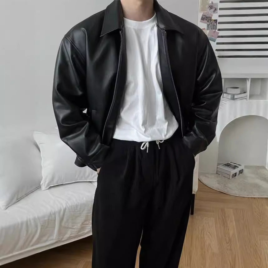 Retro leather jacket for casual dressing