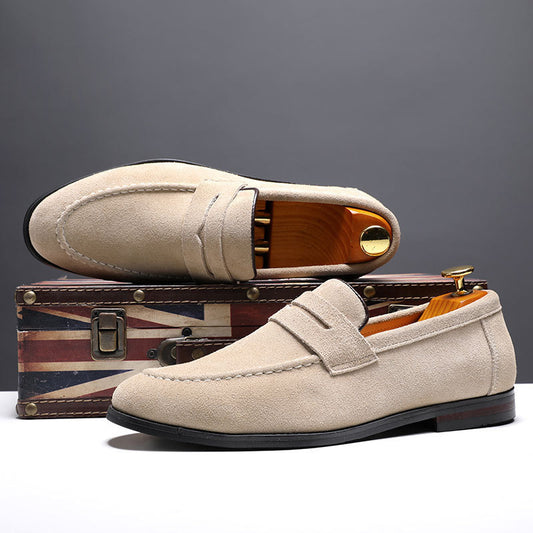 Mens Leather Lazy Shoes Nubuck Leather Men Casual