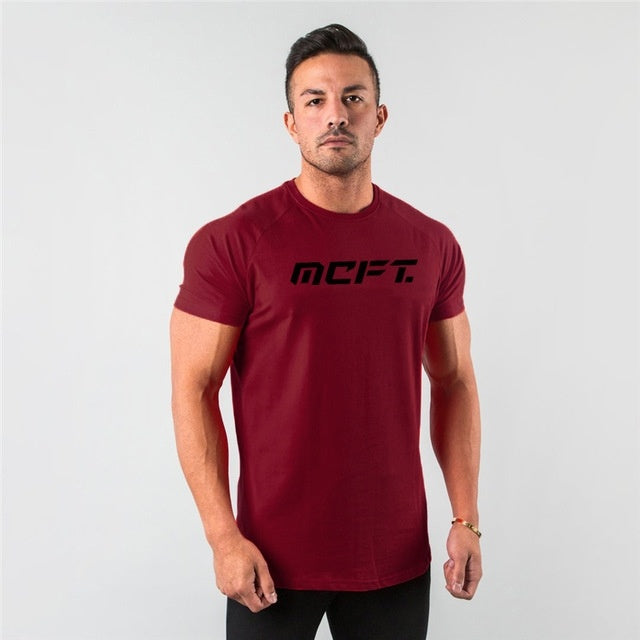 Men's Muscle T-Shirt Sleeve Bodybuilding Gym Tee Short Sleeve Fashion Workout Shirts