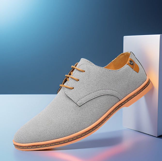 Men's Oxford Shoes Lace Up Business Casual Suede Leather Shoes Black
