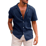 Men's Linen Shirts Short-Sleeve, ButtonUp Beach Summer Wedding
