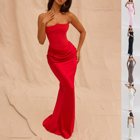Slim Tube Top Long Dress Sexy Fashion Bandeau Backless Dresses For Women