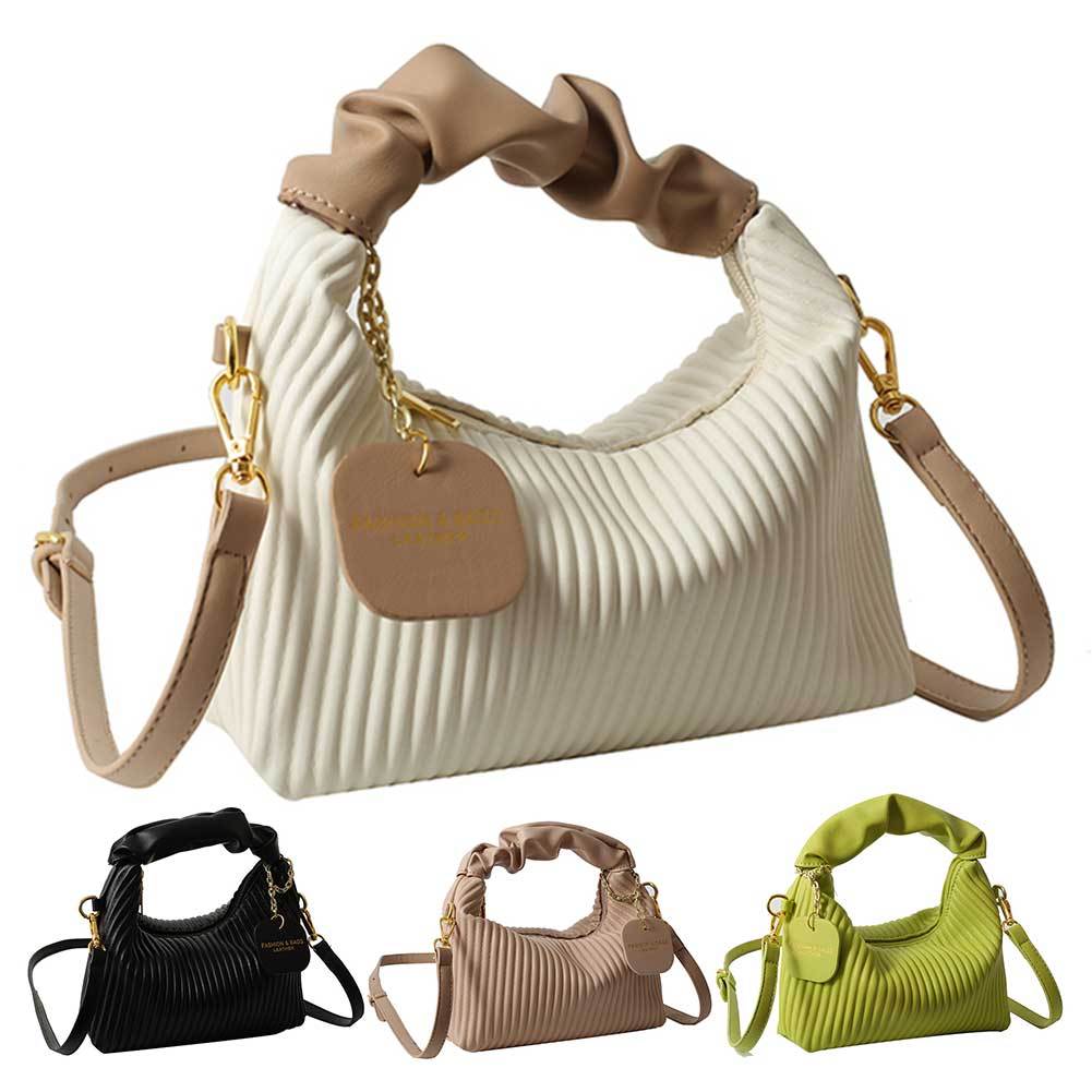 Luxury Women Fashion Crossbody PU Leather Pleated Cloud Small Tote Bags