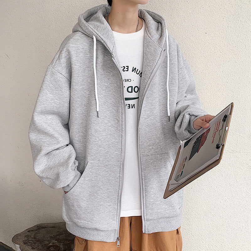 New Men's Hooded Fashion Casual Zipper Hooded Cotton Jacket Coat