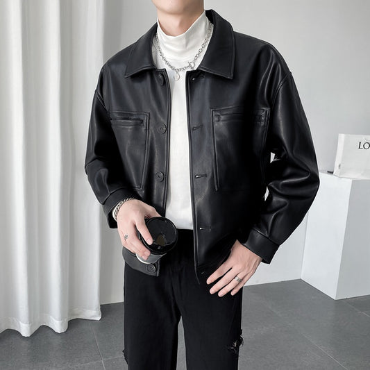 Leather Jackets Hood Mens Bomber Vintage Coats With Pocket