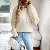 Women's Fashionable Simple Round Neck Sweater Winter Warm Sweater