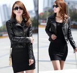 Womens Leather Jacket Zipped Jacket Lightweight Faux Leather Casual Lapel Jacket