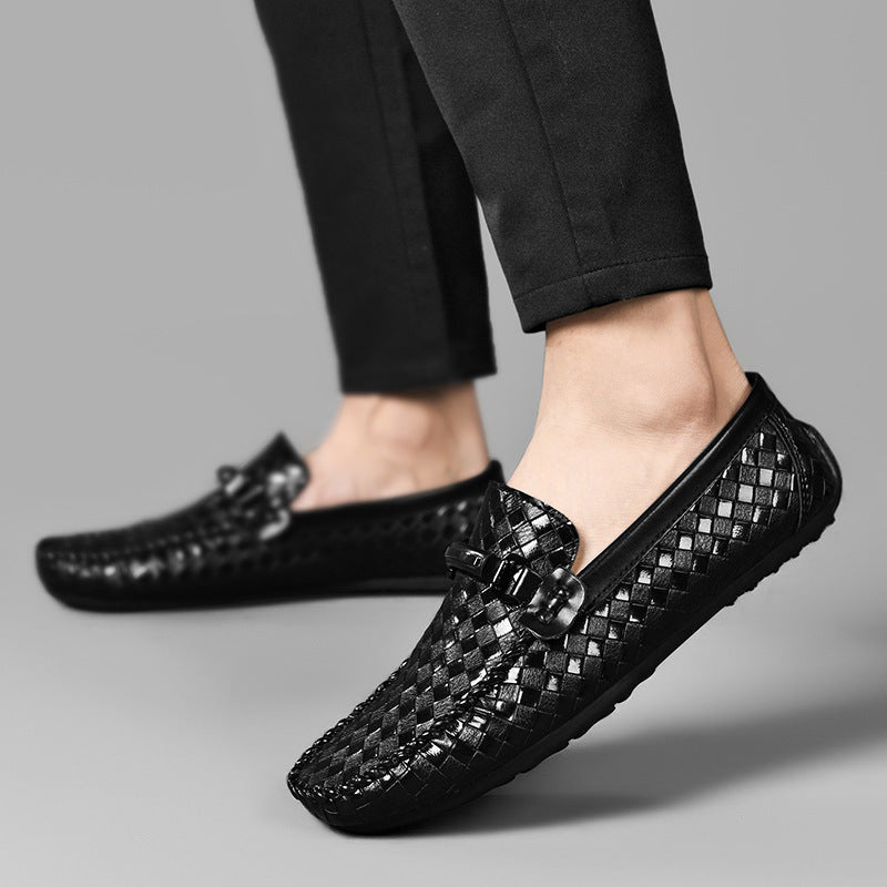 Classic Men's Leather Driving Loafer Casual Snakeskin Business Shoes Party Wedding Shoes