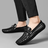 Classic Men's Leather Driving Loafer Casual Snakeskin Business Shoes Party Wedding Shoes