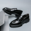 Men's Leather Tassel Loafers Luxury Round Toe punch Leather Shoes