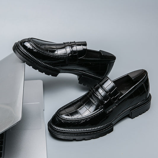Men's Leather Tassel Loafers Luxury Round Toe punch Leather Shoes