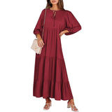 Women Summer Short Sleeve V Neck Casual Loose Beach Dress Ladies Long  Dresses