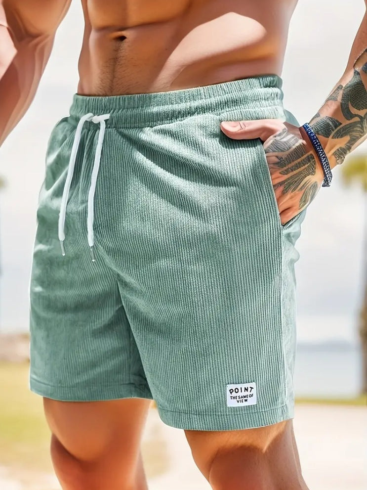 New Mens Lace-up Drawstring Shorts Summer Corduroy Sports Short Pants Mens Clothing