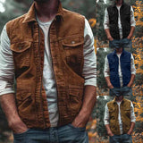 Mens Casual Retro Vest outerwear top casual zip up sleeveless jacket