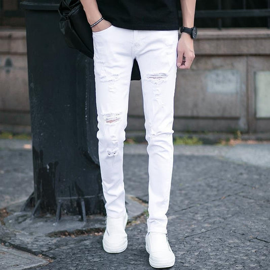 Men's Fashion Jeans Pants Trendy Slim Patch Jeans Denim Style Jeans