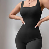 One Piece Bodysuit Activewear Ladies Suspender Tank Top Tights