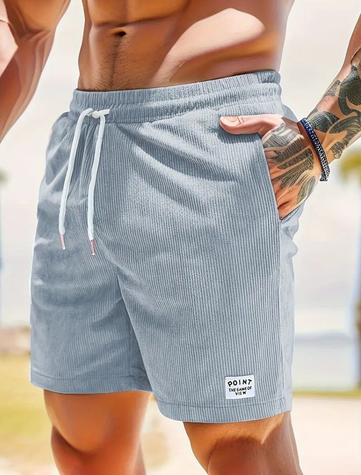 New Mens Lace-up Drawstring Shorts Summer Corduroy Sports Short Pants Mens Clothing