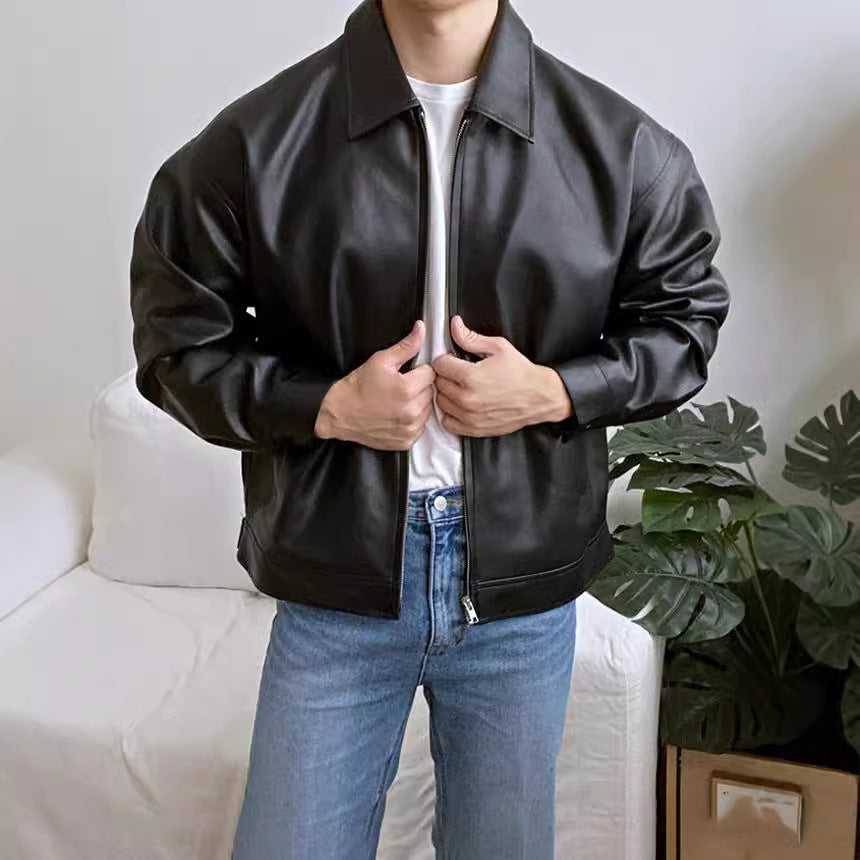 Retro leather jacket for casual dressing