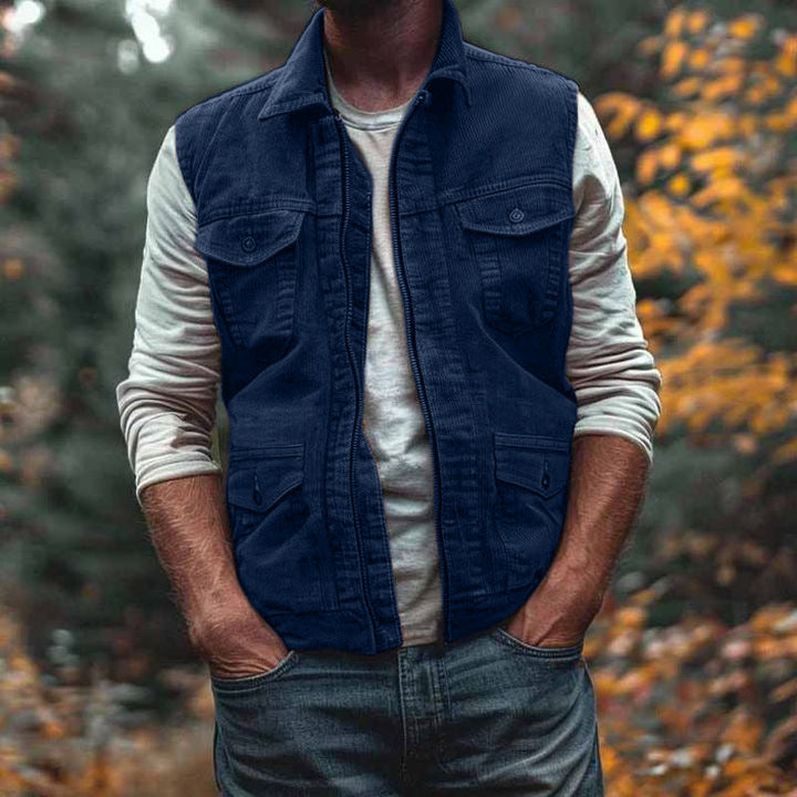 Mens Casual Retro Vest outerwear top casual zip up sleeveless jacket