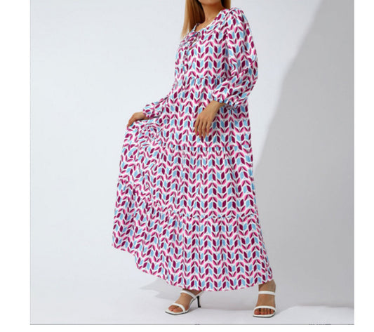 Women Summer Short Sleeve V Neck Casual Loose Beach Dress Ladies Long  Dresses