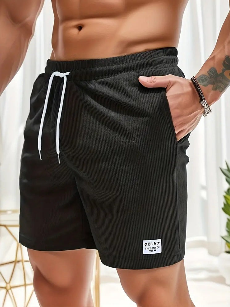 New Mens Lace-up Drawstring Shorts Summer Corduroy Sports Short Pants Mens Clothing
