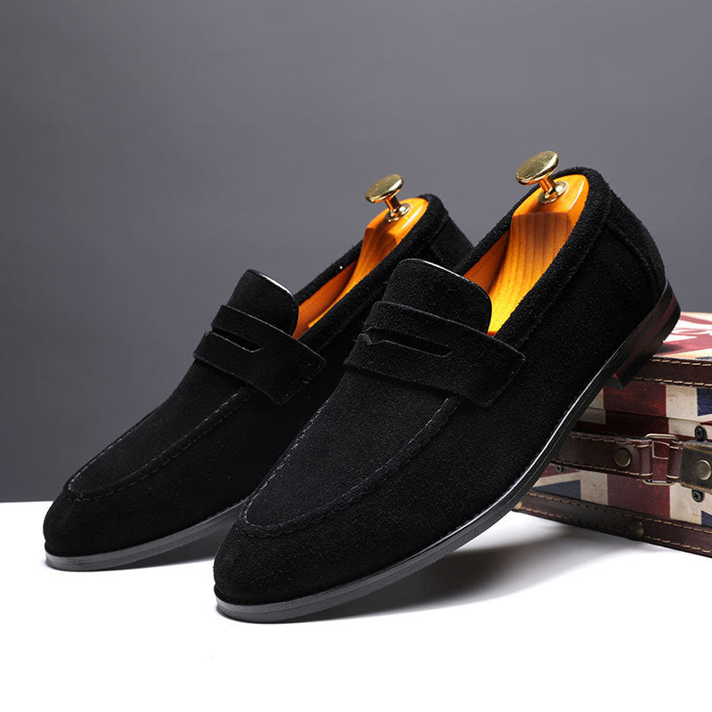 Mens Leather Lazy Shoes Nubuck Leather Men Casual