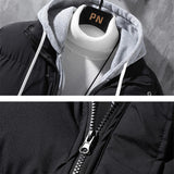 Men Winter Windproof Thickened Fake Two-piece Coat Solid Leisure Sports Cotton Jacket