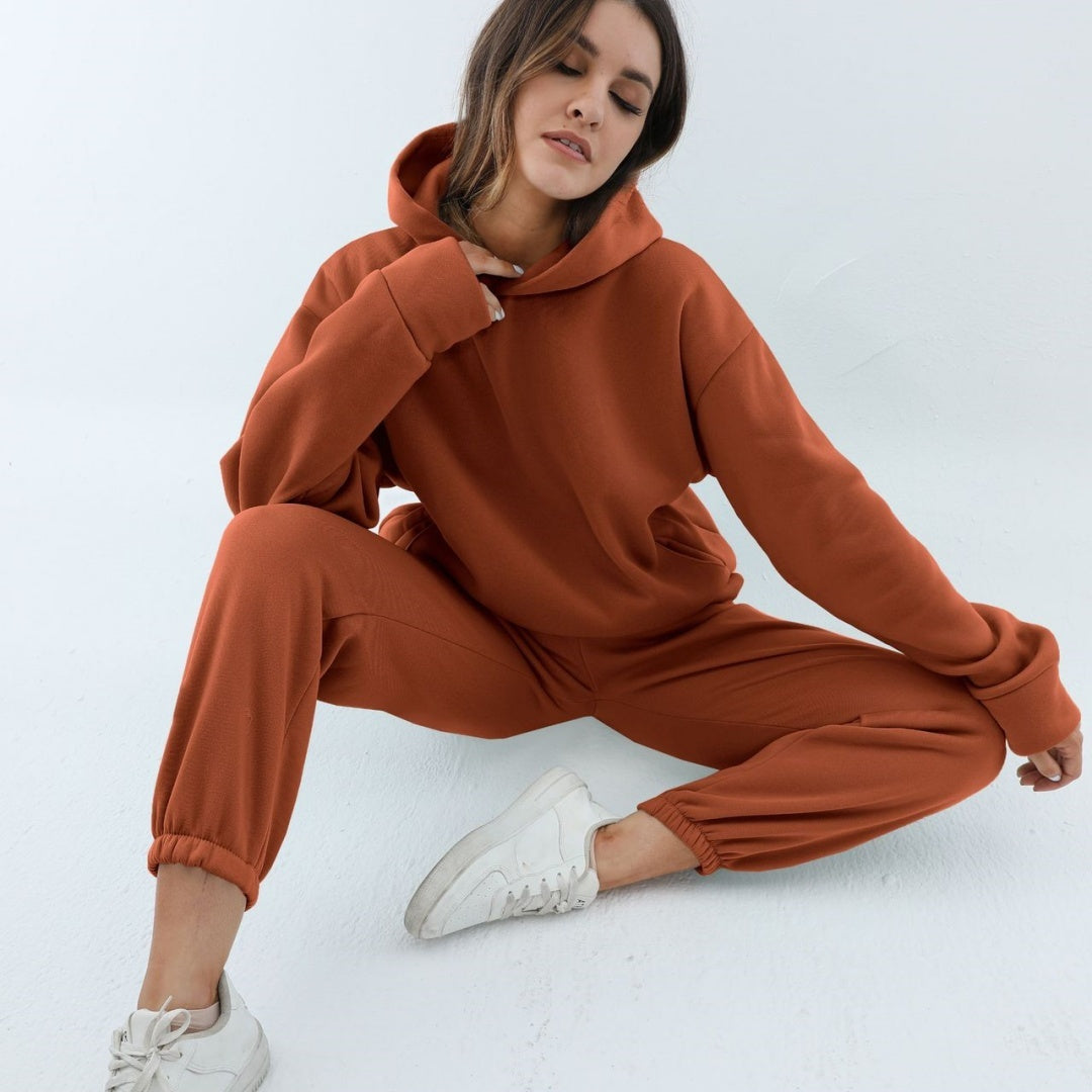 Women Two-piece Set Outfit Hoodie-Pant Large Tracksuit