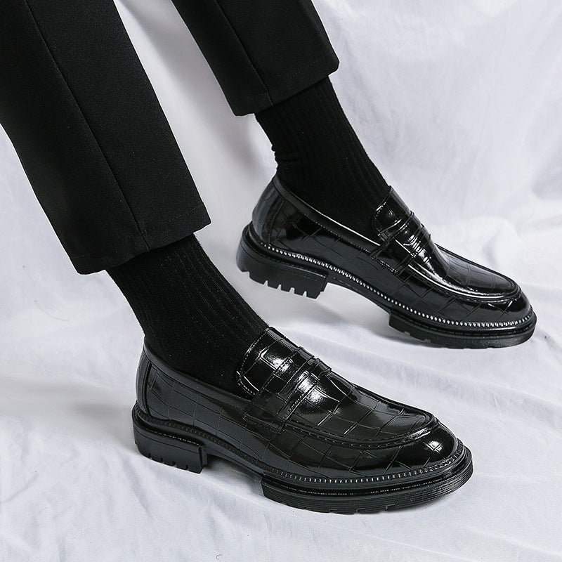 Men's Leather Tassel Loafers Luxury Round Toe punch Leather Shoes