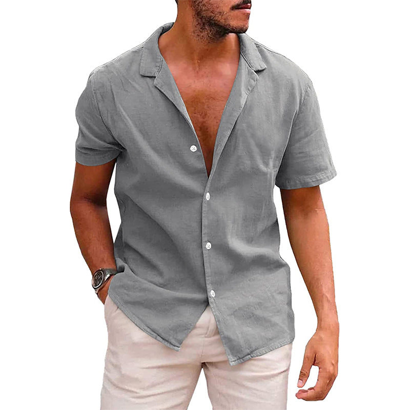 Men's Linen Shirts Short-Sleeve, ButtonUp Beach Summer Wedding