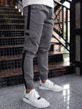 Leather Bound Mens Casual Joggers Pants Elastic Drawstring Chino Cargo Pants Hiking Outdoor Track Sweatpants