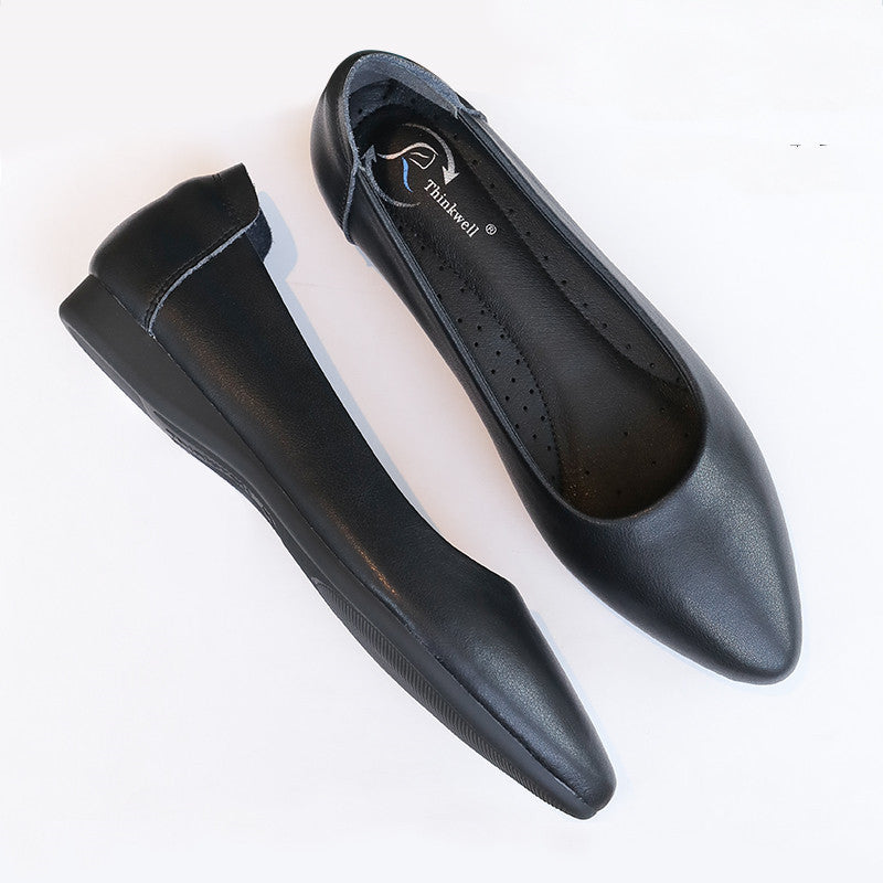 Womens Leather Work Shoes Wedding Shoes High Heels Round Toe Up Shoes