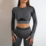 Ladies Seamless Yoga Pants Sports Gym Fitness Leggings Or Long Sleeve Tops Outfits Butt Lifting Slim Workout Sportswear Clothing